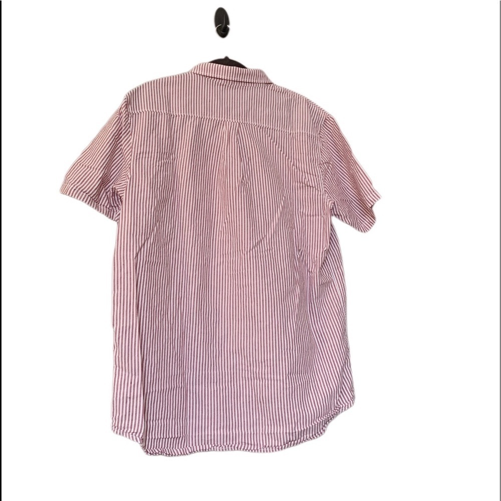 Vans Mens Classic Button Down Shirt Collared Stripe Coral White Short Sleeve - Picture 11 of 13